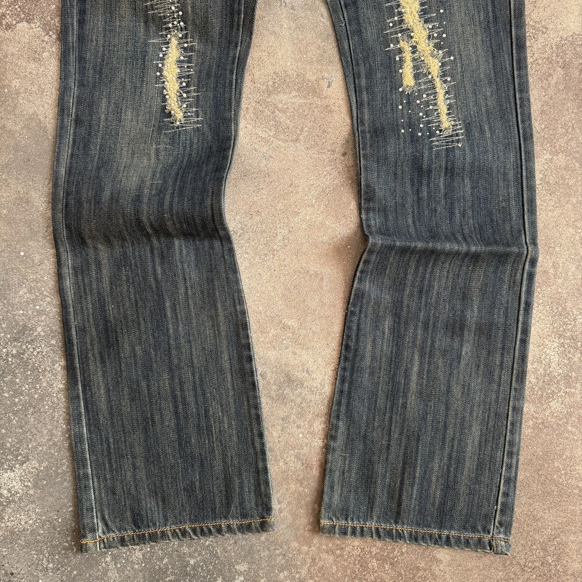 Hysteric Glamour Red Pepper Y2K Glam Low Rise Bootcut Washed Jeans Size 29" - 6 Thumbnail