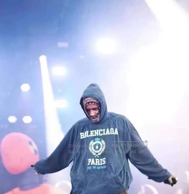 Balenciaga Balenciaga Wheat Ear Ice Blue Washed Hooded Sweatshirt Size US S / EU 44-46 / 1 - 6 Thumbnail
