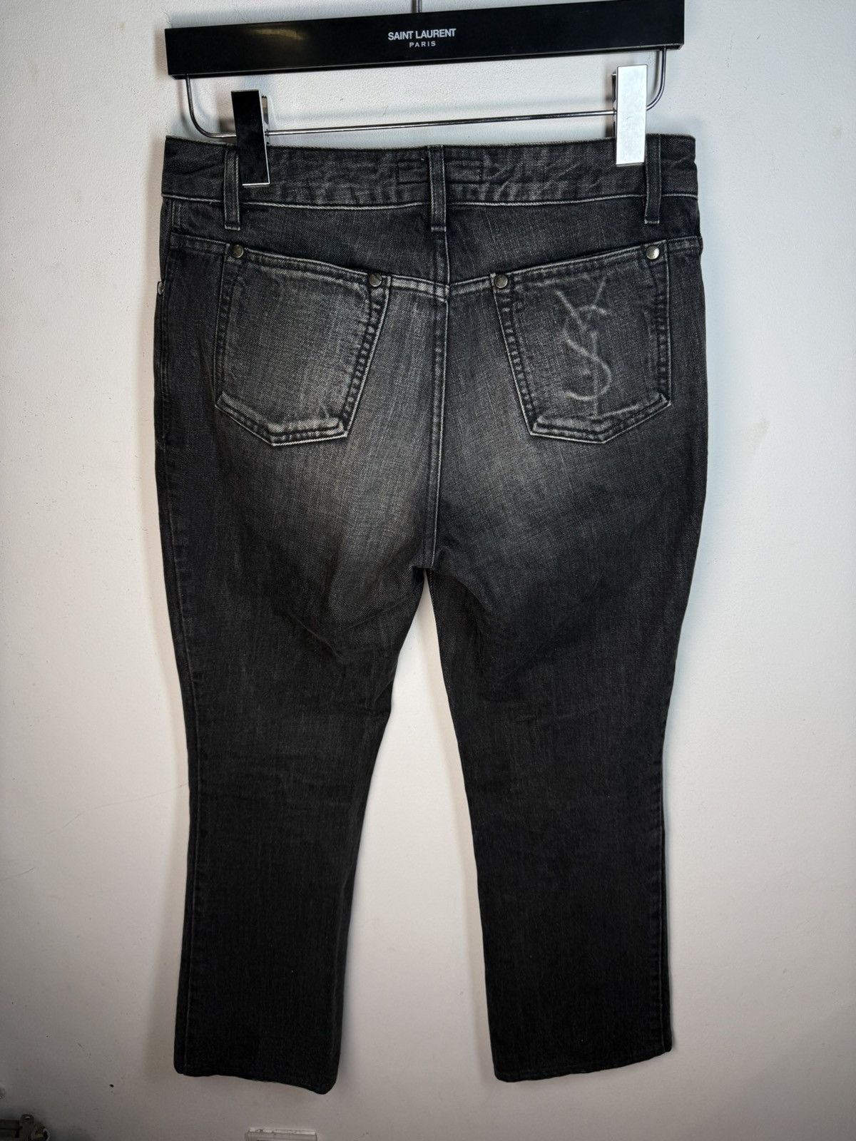 Yves Saint Laurent 🇮🇹 Flare 30x30 YSL Jeans Denim Pants Big Logo Selvedge Rive Size 30" / US 8 / IT 44 - 3 Thumbnail