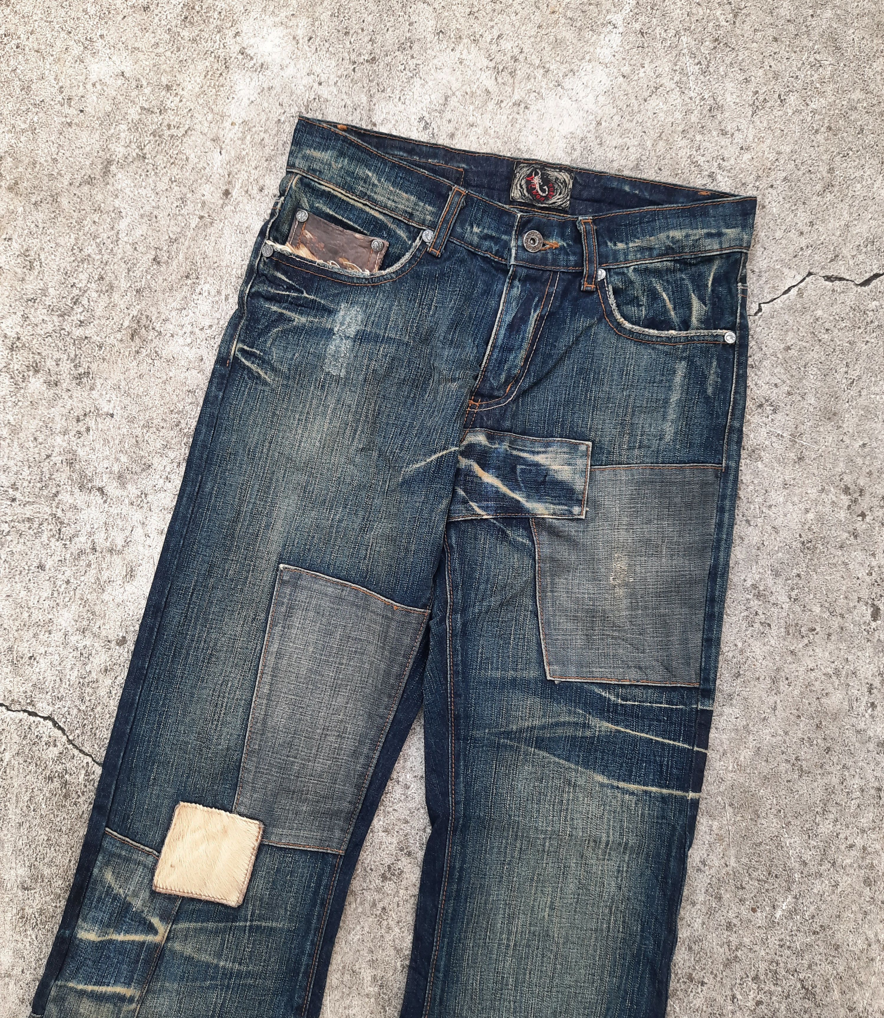 If Six Was Nine × Isamu Katayama Backlash Pure Venom Horsehide Patch Flare Jeans Size US 31 - 4 Thumbnail