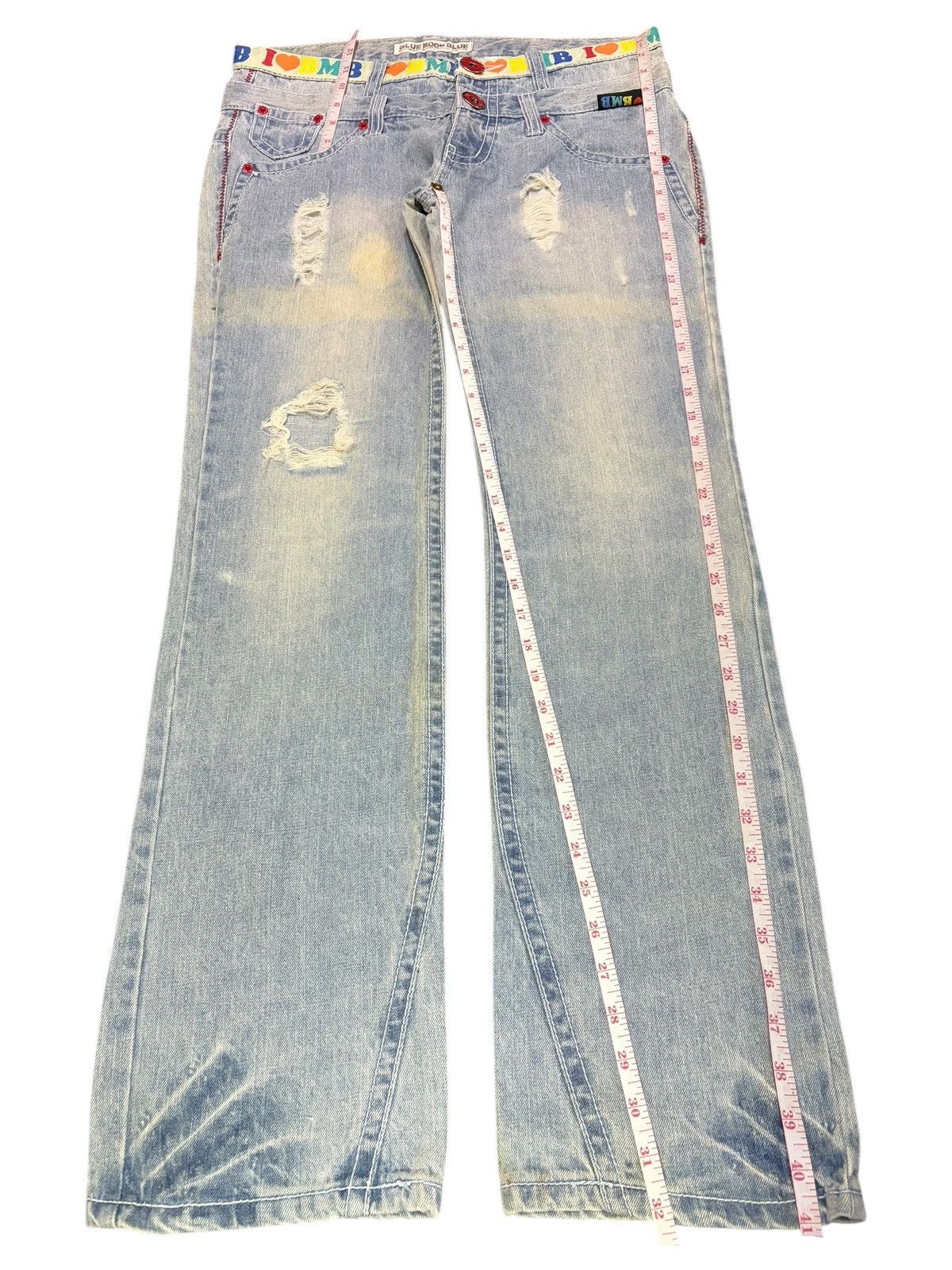 Dsquared2 Vintage Blue Moon Blue Double Waist Patch Distress Jeans Size 34" / US 12 / IT 48 - 7 Thumbnail