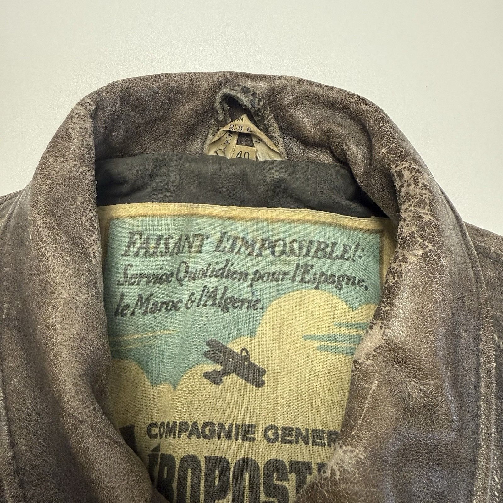 Aeropostale Vintage Aeropostale Jacket Men 40 Brown Leather Flight Compa Size US M / EU 48-50 / 2 - 11 Thumbnail