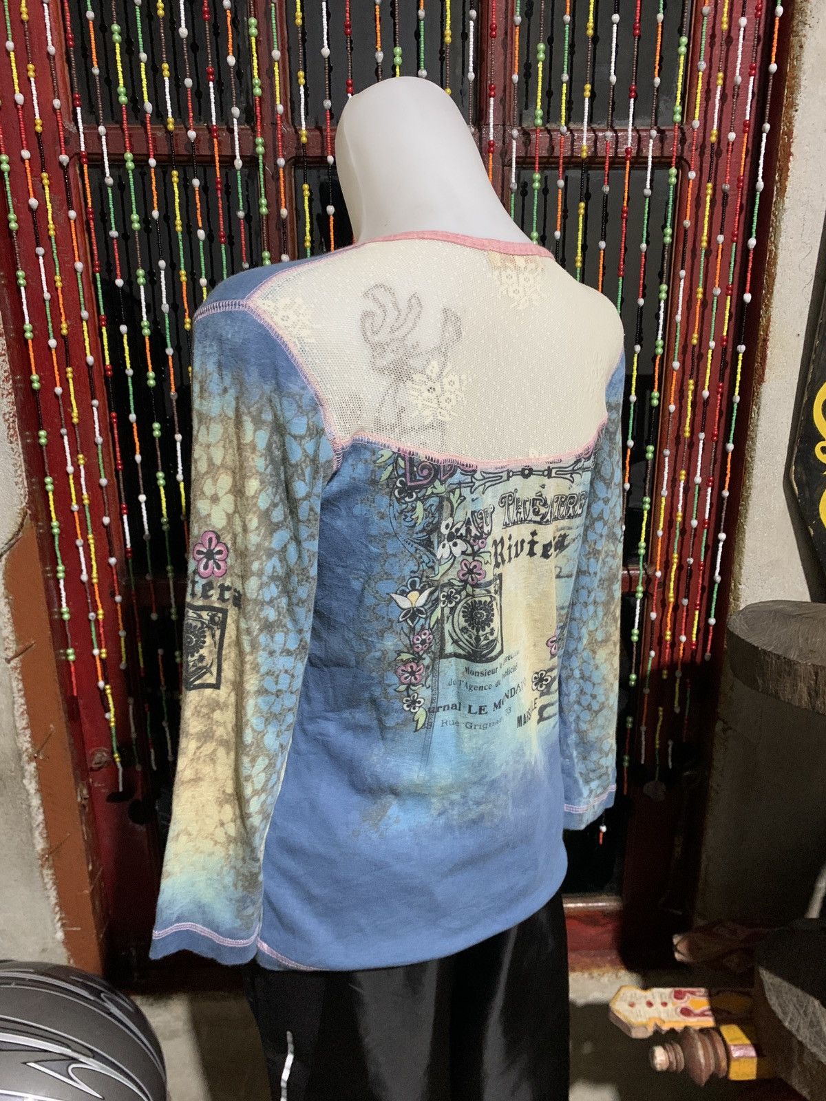 Other y2k Skinny Minnie Floral Blurry Graphic Longsleeve Top Size L / US 10 / IT 46 - 3 Thumbnail