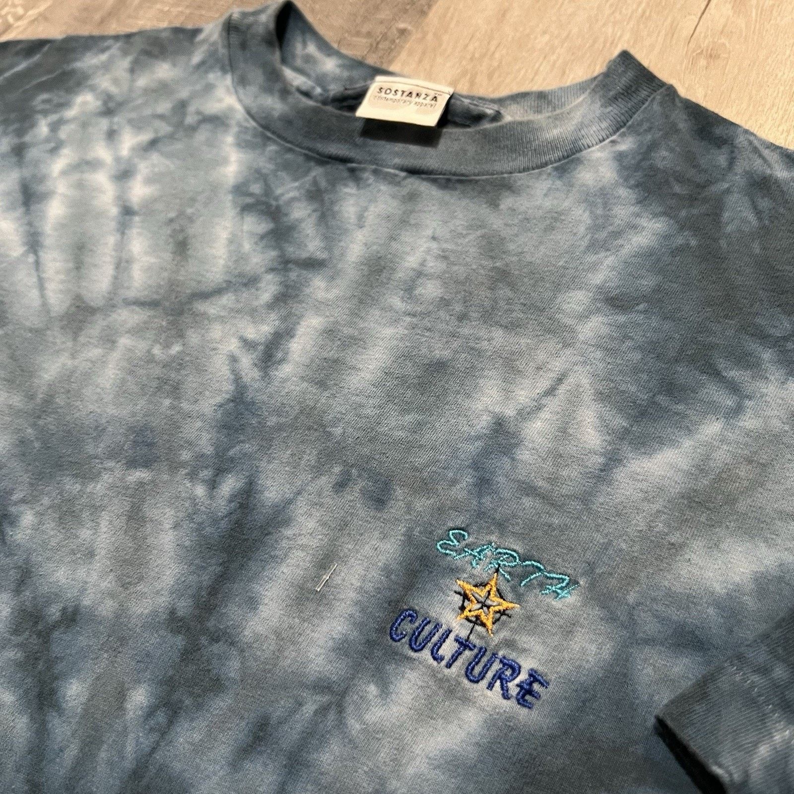 Vintage VTG 90s Earth Culture Blue Tie Dye T Shirt Sostanza Peace Size US L / EU 52-54 / 3 - 4 Thumbnail