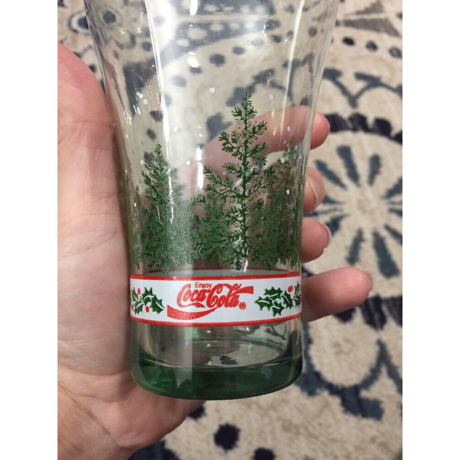 Coca Cola Collectible Christmas Coca Cola Glad Holly Trees Snow 6” Size ONE SIZE - 4 Thumbnail