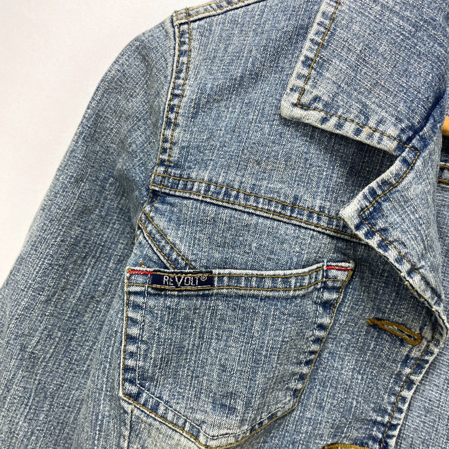 Denime VINTAGE Revolt Jeans Denim Jacket Denim Jacket Womens M Blue Cropped Style 90s? Size 32" / US 10 / IT 46 - 5 Thumbnail