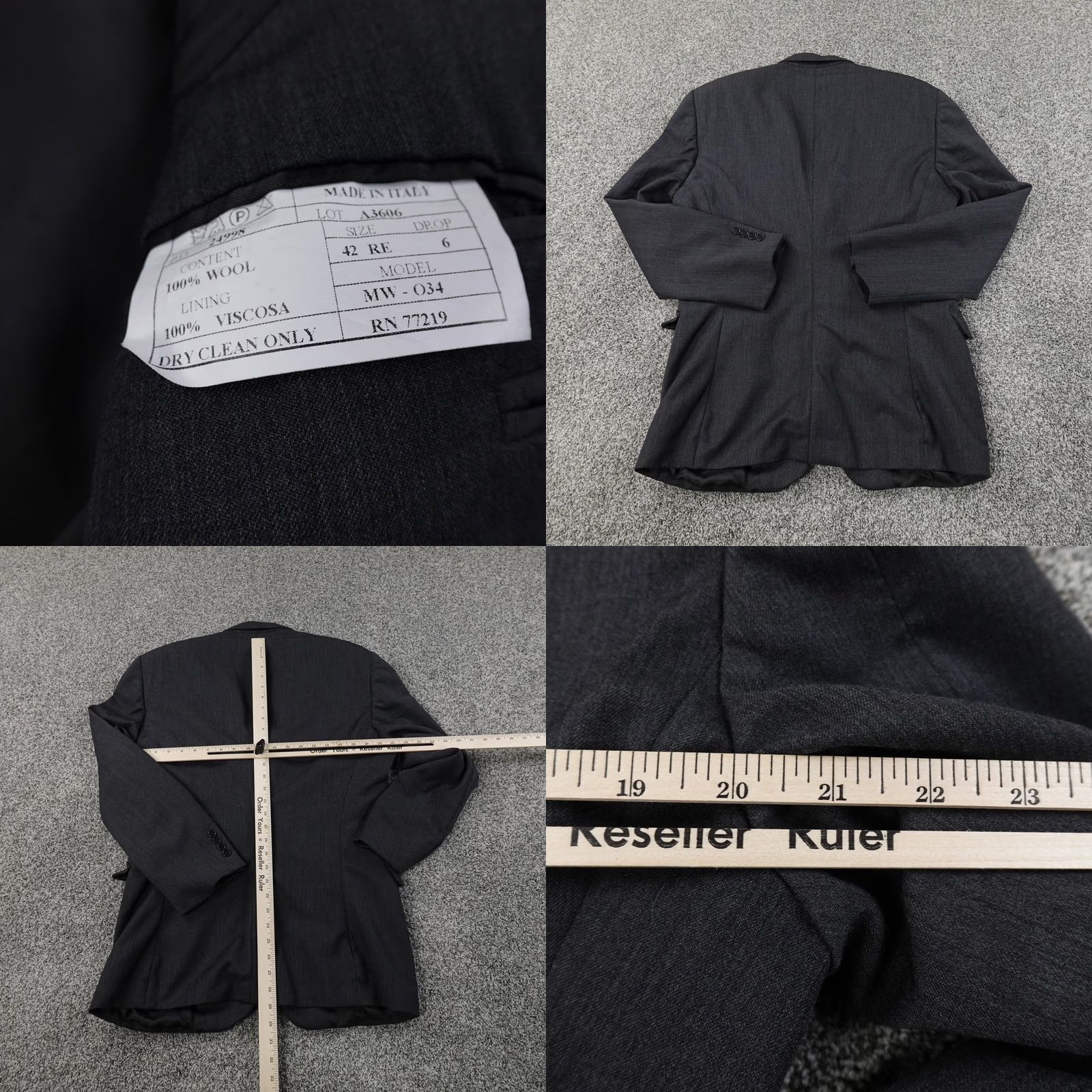 Vintage Vito Rufolo Jacket Mens 42 Black Wool Button Blazer Sport Coat Blazer Italy Overcoat Blazer Men Size 42R - 8 Thumbnail