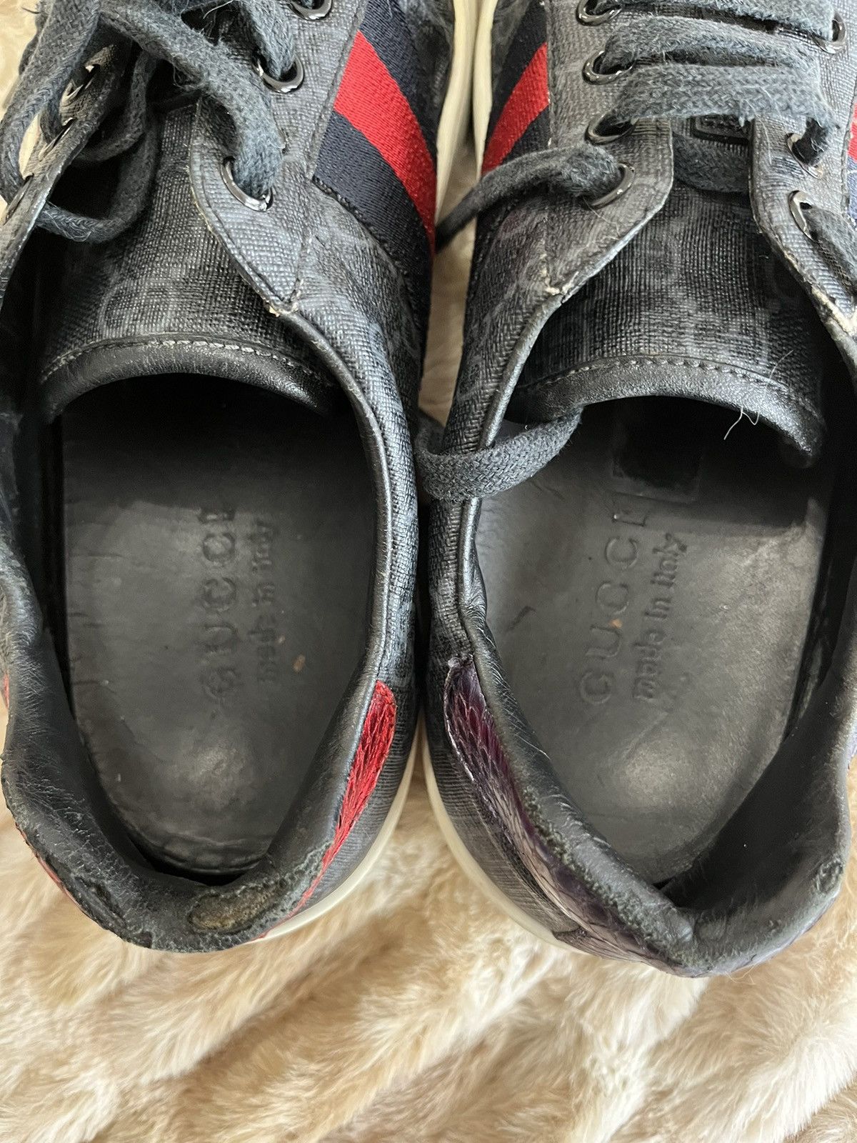 Gucci Gucci Ace Sneakers Supreme GG Monogram Web Black and Gray Size US 7 / EU 40 - 6 Thumbnail