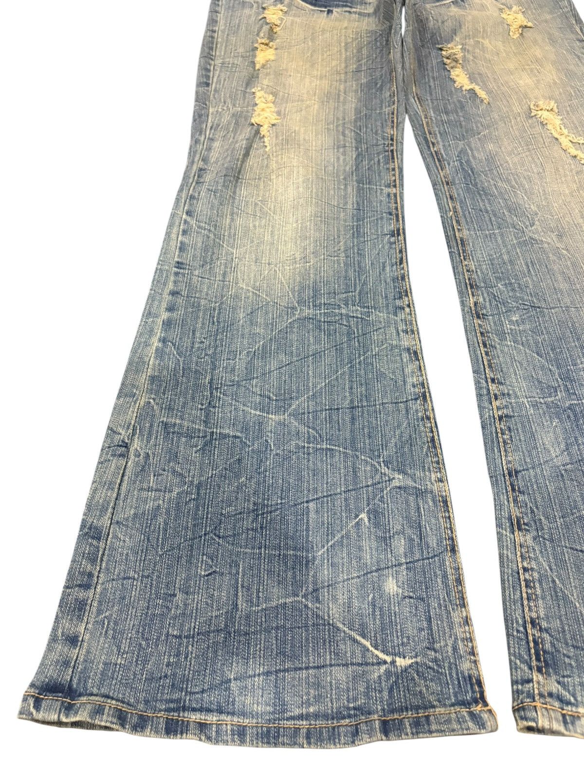 Yoshiyuki Konishi Vintage Japanese Brand Crack Wash Distressed Flare Jeans Size 34" / US 12 / IT 48 - 6 Thumbnail