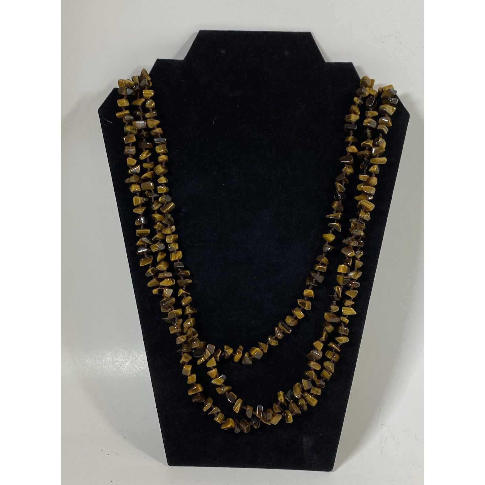 Other Tiger’s Eye Chip Beaded Necklace 925 Sterling Clasp 90” Size ONE SIZE - 1 Thumbnail