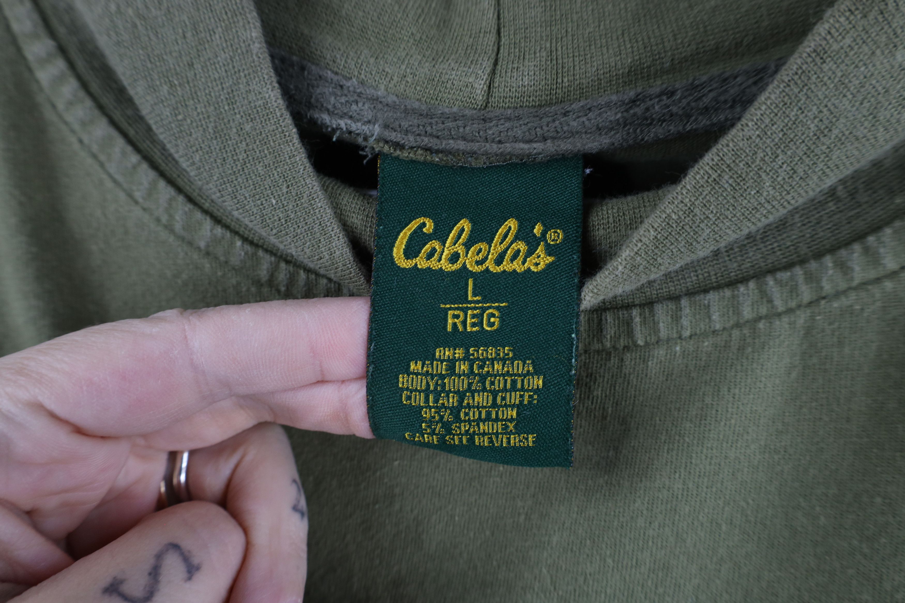 Cabelas × Vintage Vintage 90s Cabelas Mock Neck Long Sleeve T-Shirt Green Size US L / EU 52-54 / 3 - 6 Thumbnail