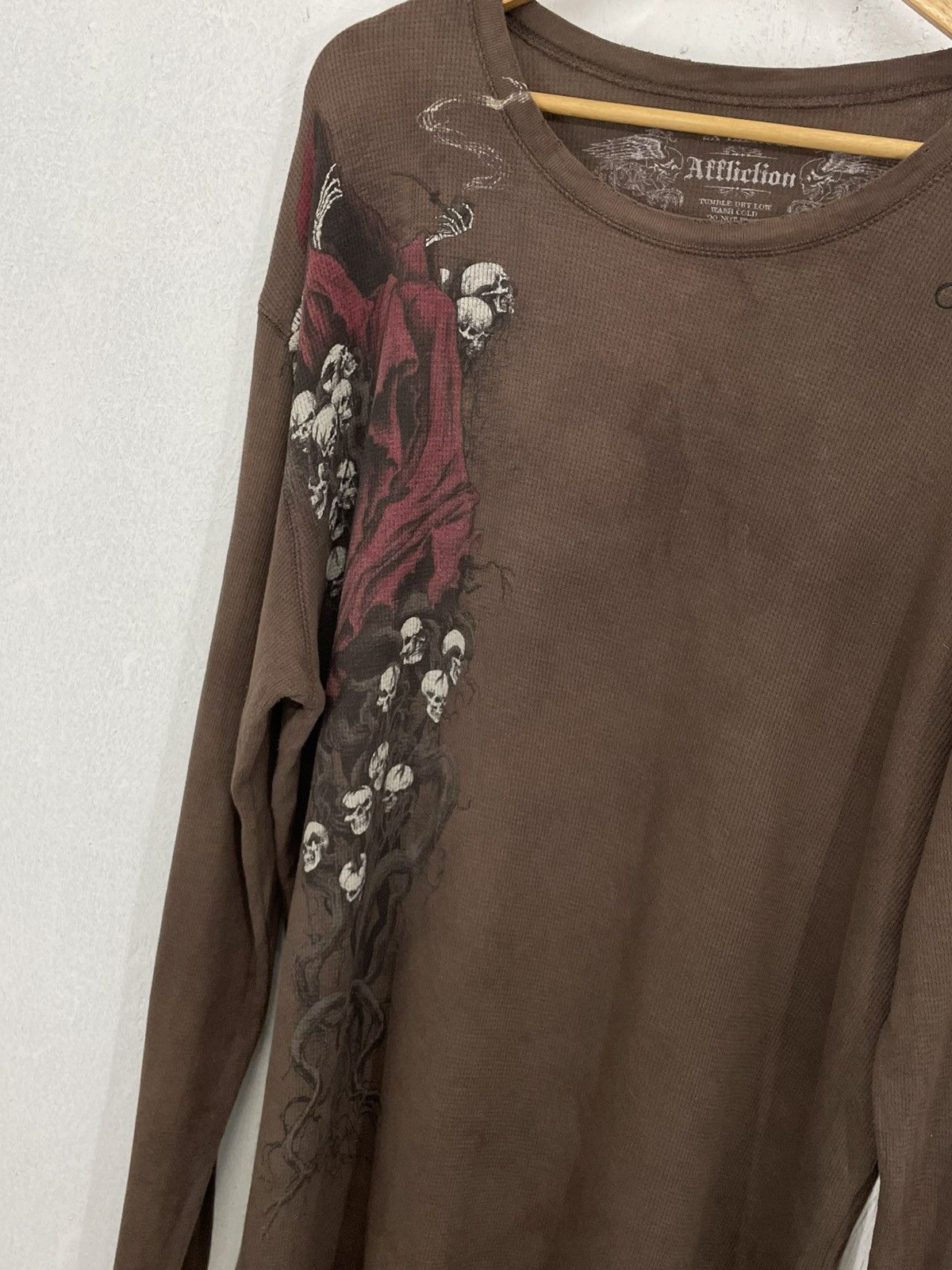 Affliction × Southpole Affliction Skull Demon Root Hell Waffle Long Tee Size US XXL / EU 58 / 5 - 4 Thumbnail
