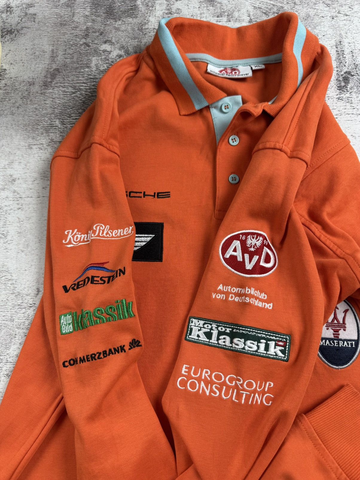 Vintage AVD Porsche Jaguar Maserati 2009 XL Grand Prix Racing T Shirt Long Sleeve Orange Size US XL / EU 56 / 4 - 10 Thumbnail