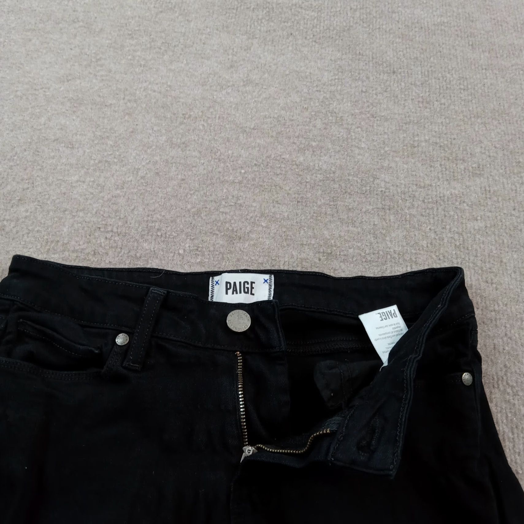 Paige Paige Womens Black Skinny Jeans 28x24 Verdugo Crop Stretch Cotton Size 28" / US 6 / IT 42 - 6 Thumbnail