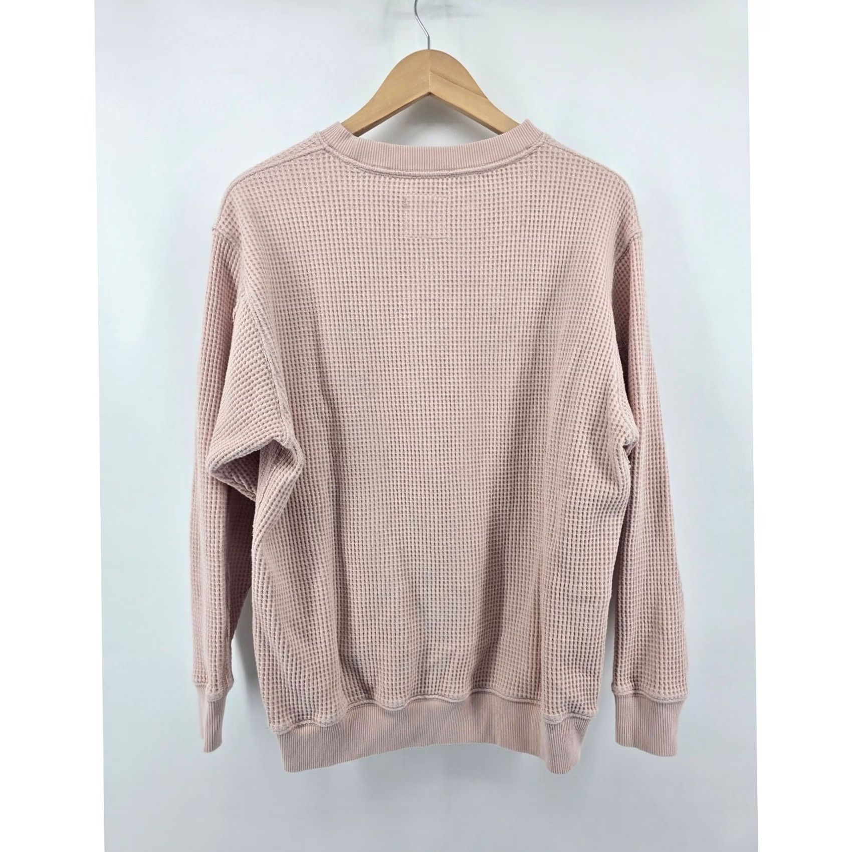 Vintage Aerie Sweatshirt Womens XS Pink Waffle Knit Long Sleeve Pullover Size XS / US 0-2 / IT 36-38 - 3 Thumbnail