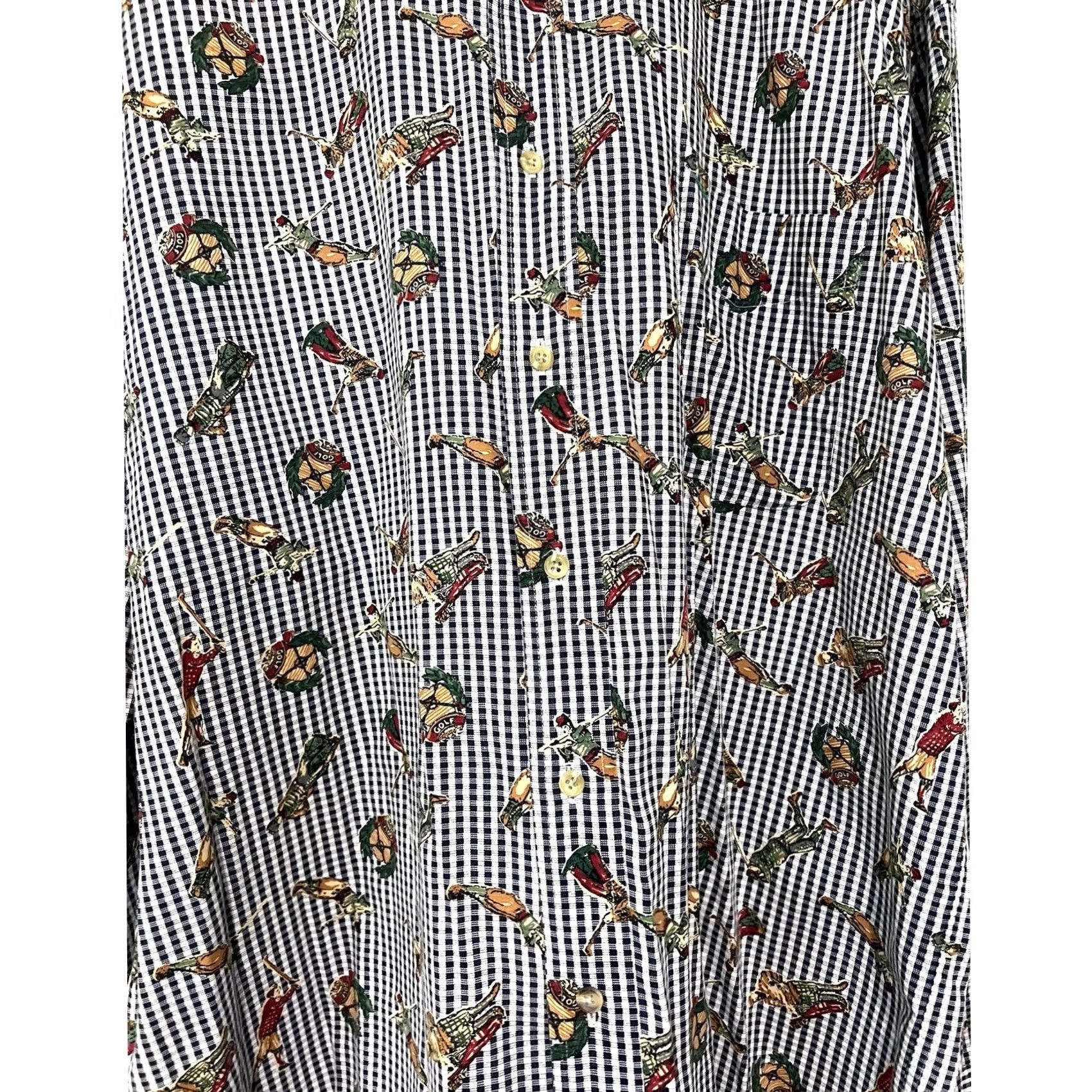 Tommy Hilfiger VINTAGE Tommy Hilfiger Shirt Golf Print Mens XL Check Button-Down Long Sleeve Size US XL / EU 56 / 4 - 3 Thumbnail