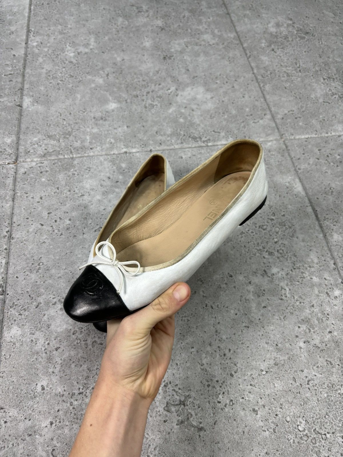 Chanel Lambskin & Patent Calfskin Ballet Flats Vintage 00s