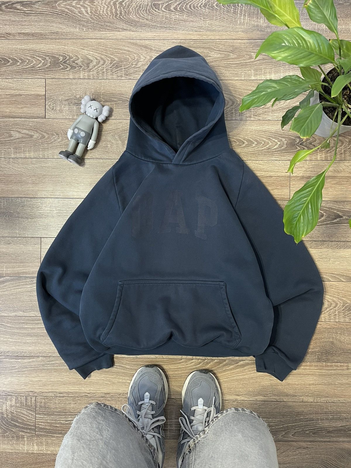 image of Balenciaga x Gap Yeezy Gap Dove Shrunken Hoodie in Blue, Men's (Size Medium)