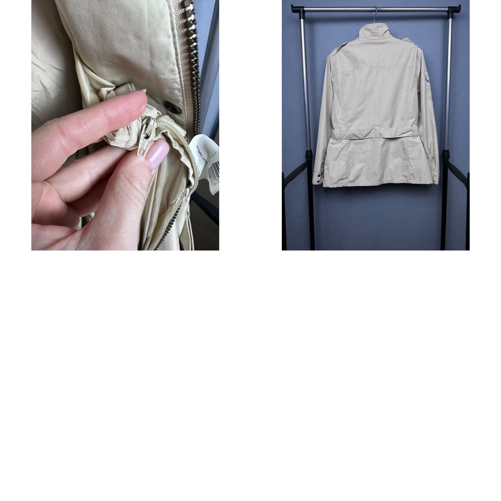 Barbour VINTAGE Barbour Amelia Jacket Womens Barbour Amelia UK 16 Beige XL Polyester Solid Long Sleeve Zip 2010s Womens Size XL / US 12-14 / IT 48-50 - 8 Thumbnail