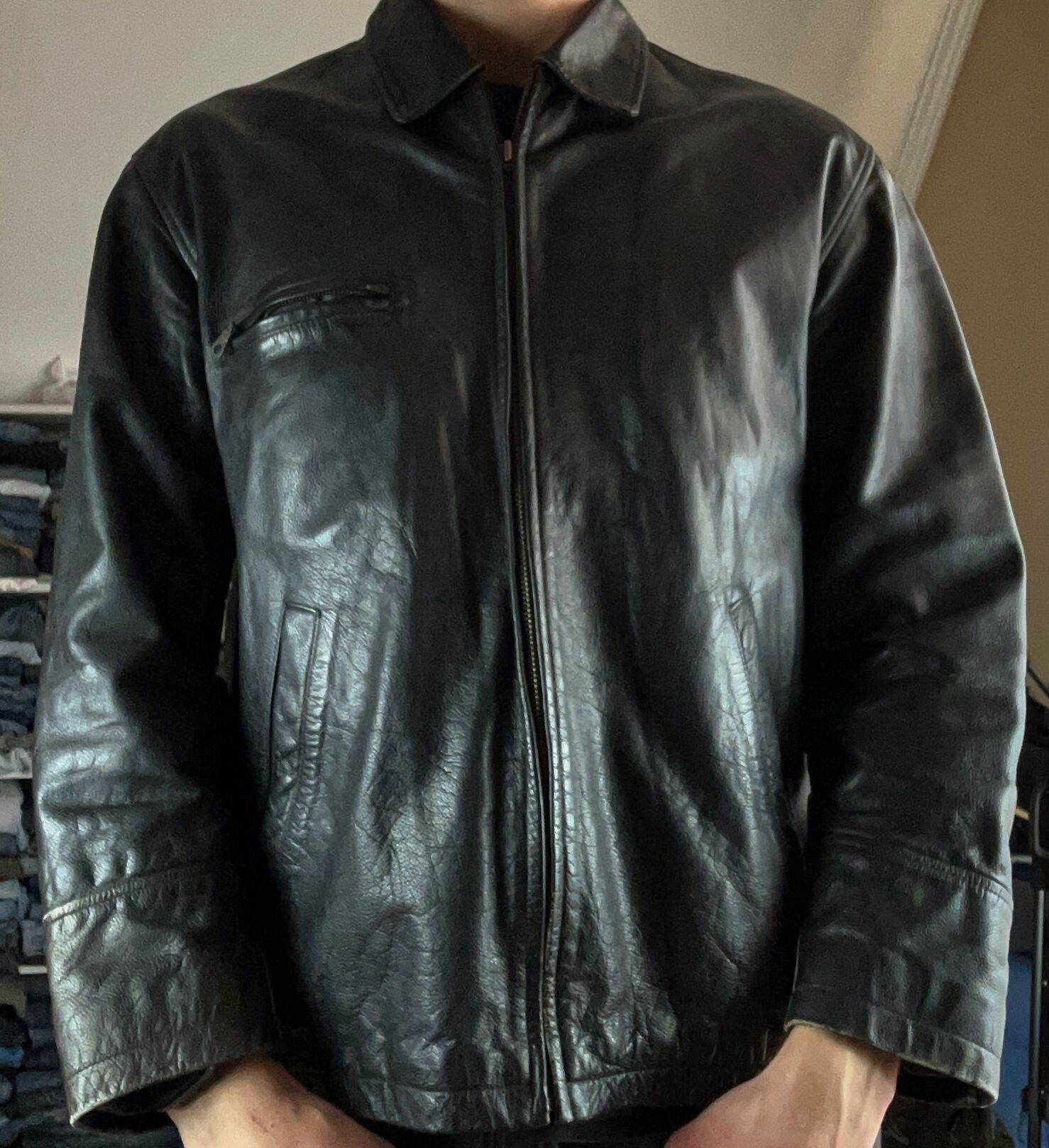 Japanese Brand VTG Yohji Yamamoto Kanye West Ye Style Washed Leather Jacket Size US L / EU 52-54 / 3 - 11 Thumbnail