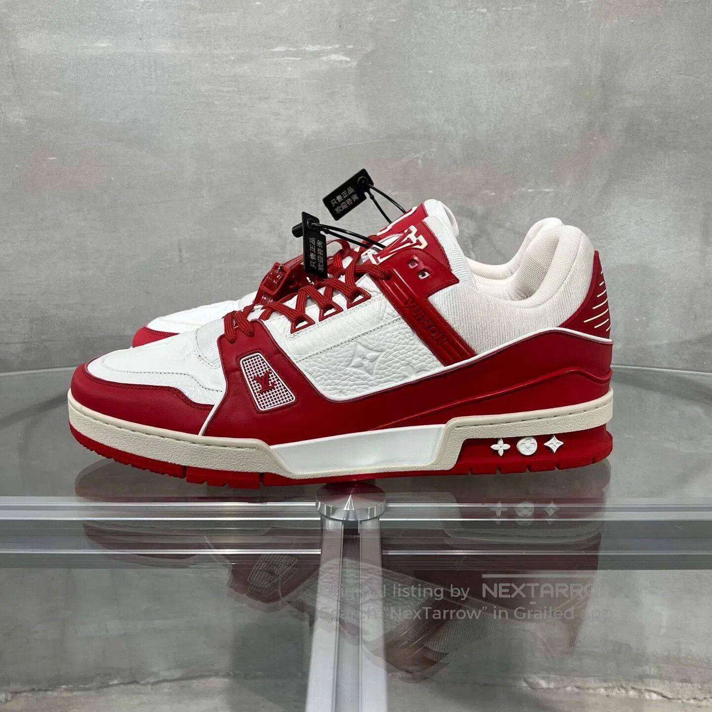 Louis Vuitton Louis Vuitton Trainer White and Red Charity Fund board sho Size US 12 / EU 45 - 3 Thumbnail