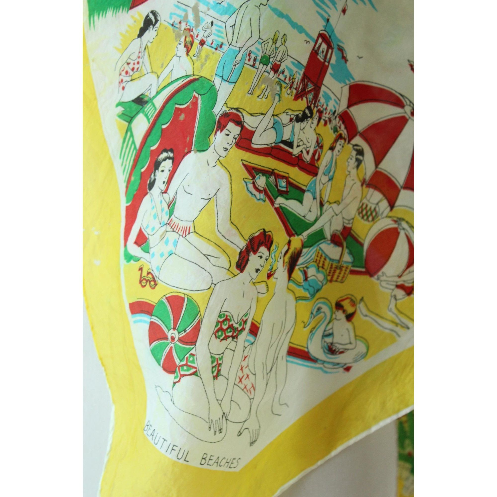 Vintage Vintage 1950s Scarf, California Map Souvenir Rayon Head Size ONE SIZE - 6 Thumbnail
