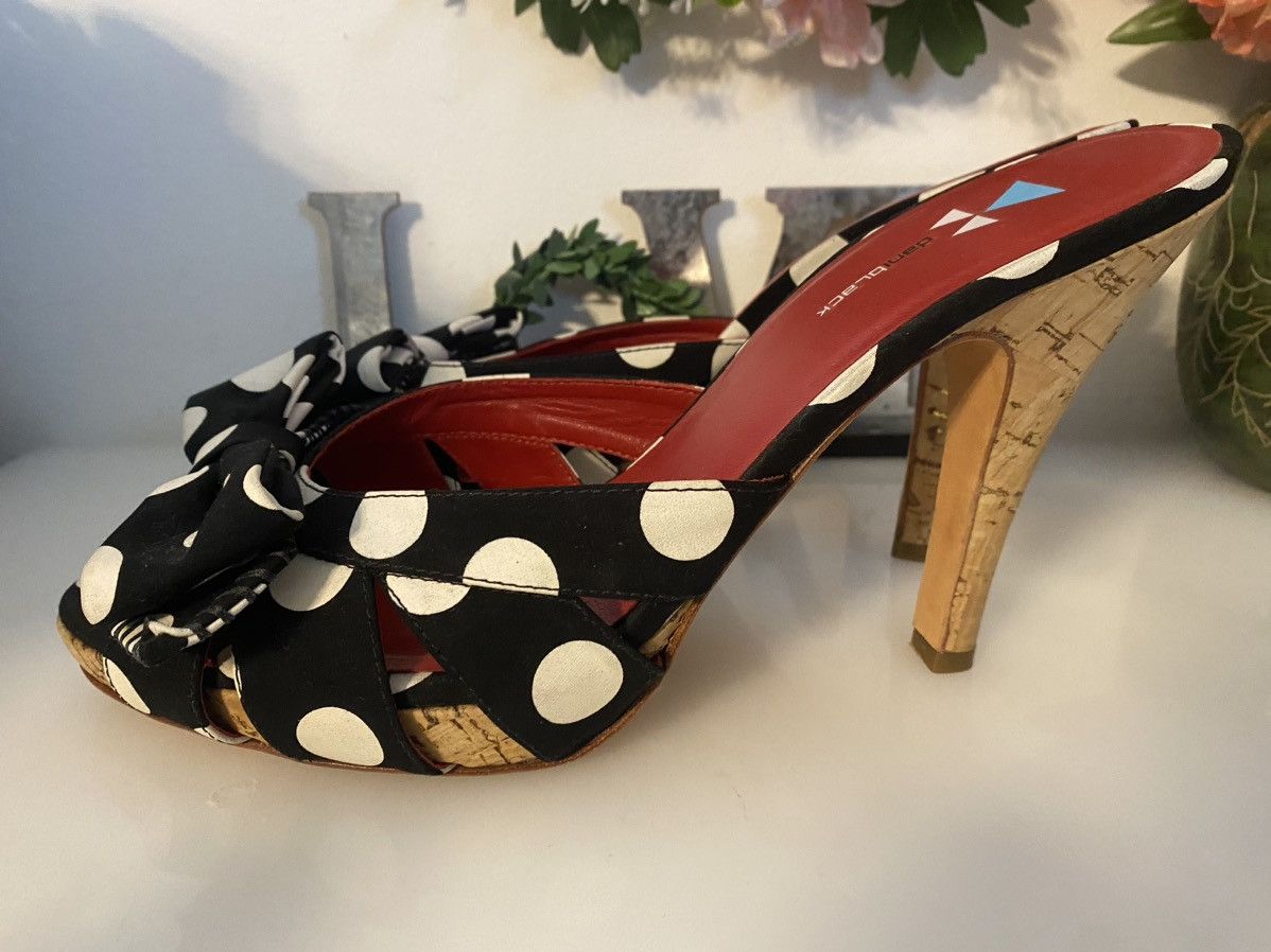 Vintage Daniblack Women’s Wanda Sandal Blk White Polka Dots 10M Size US 10 / IT 40 - 5 Thumbnail