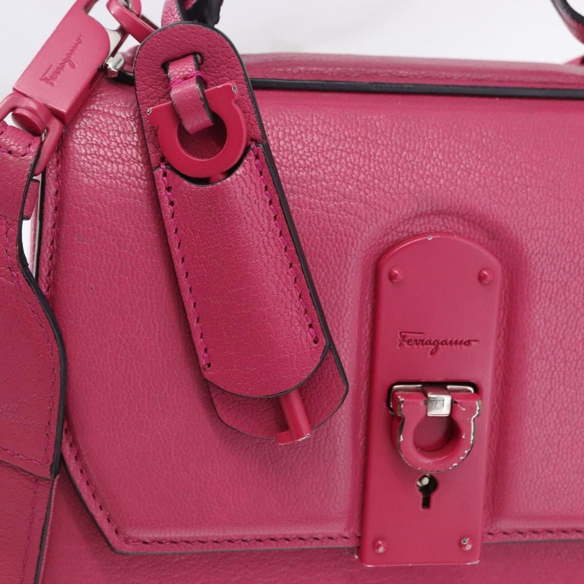 Salvatore Ferragamo Salvatore Ferragamo Gancini Hand Bag Leather 2way Pink Size ONE SIZE - 10 Thumbnail