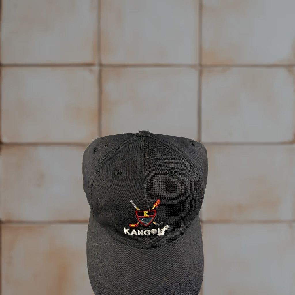 Kangol VINTAGE Kangol Golf Hat Strapback Cap Black Kangolf Embroidered Logo 90s Men's One Size Cotton Lightweight Cap Hat Black 90s Kangol Mens Size ONE SIZE - 1 Thumbnail