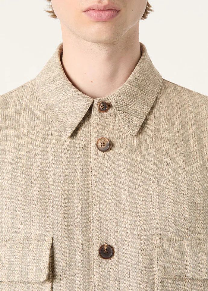 Loro Piana os11x0326 FAR0892 Nimar Overshirt Natural & Tundra Stripe Size US S / EU 44-46 / 1 - 5 Thumbnail