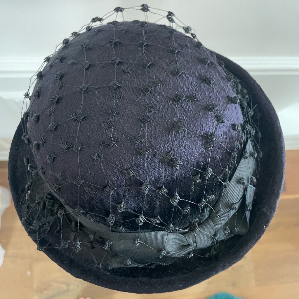 Vintage Vintage 60s Black Hat Veil Grossgrain Ribbon Bow Band Small Size ONE SIZE - 6 Thumbnail