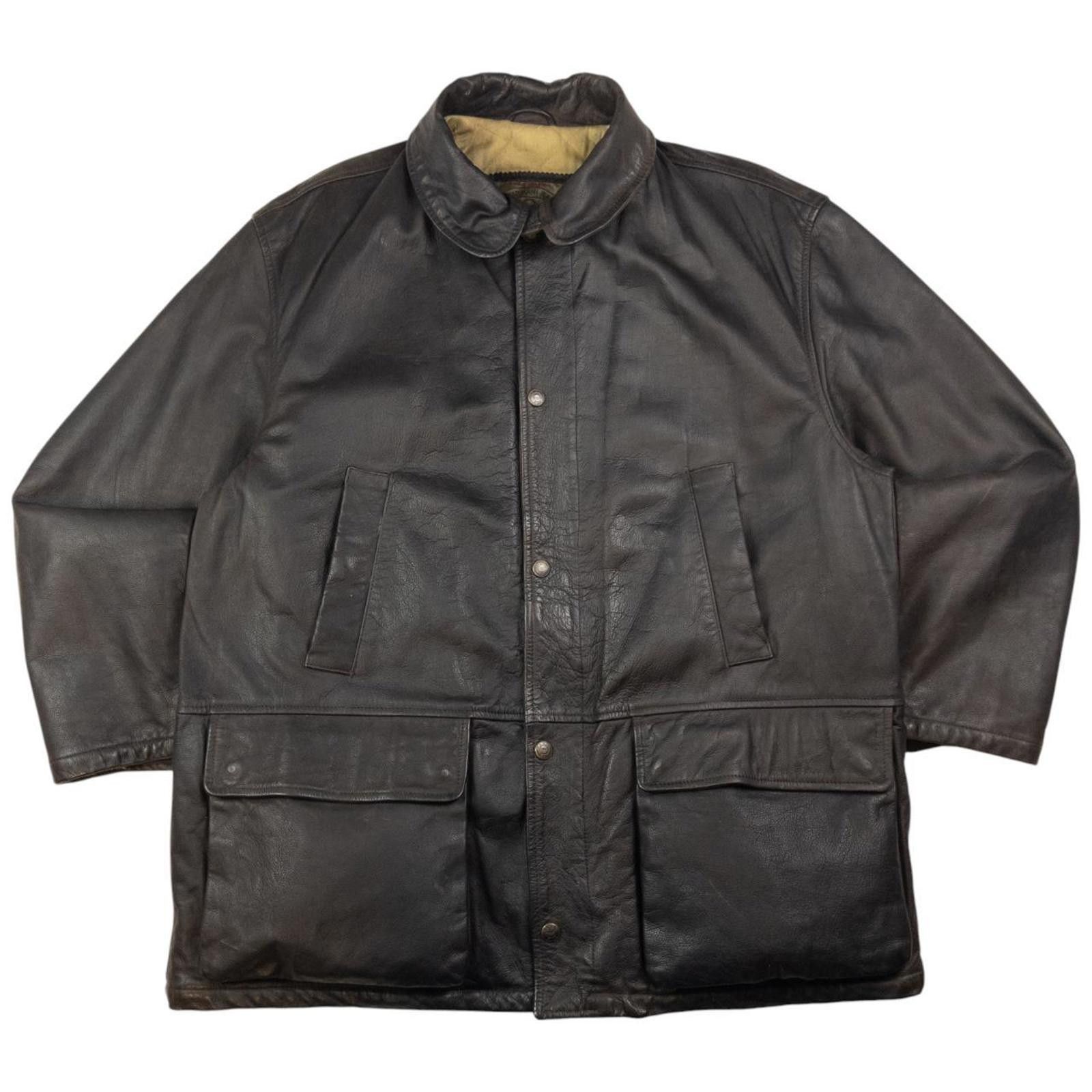 Designer Vintage Armani Jeans Zip Up Leather Jacket Size XL Size US XL / EU 56 / 4 - 1 Thumbnail