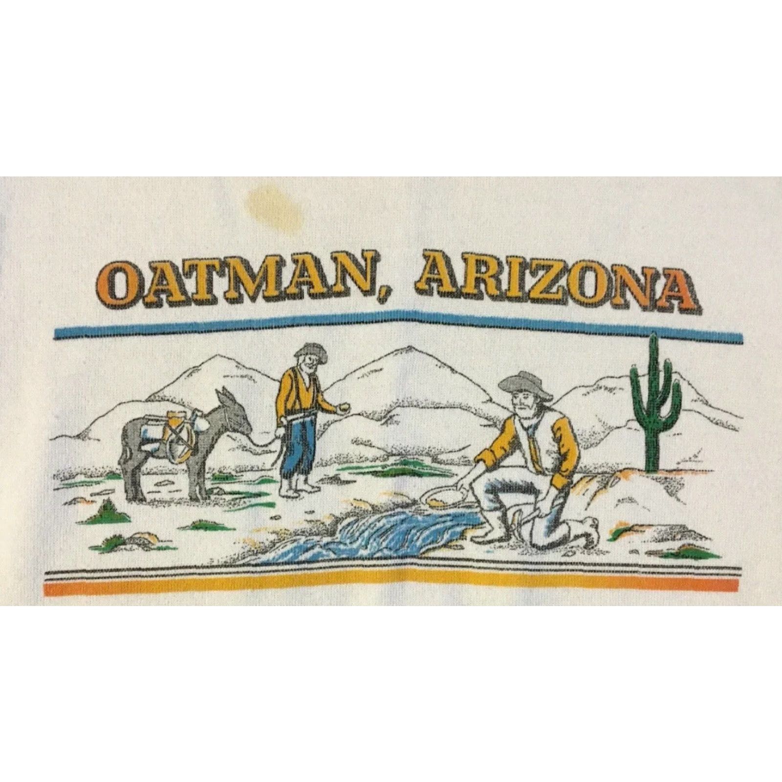 Vintage VINTAGE Oatman Arizona Faded Sweatshirt White S USA Mining Cowboy Nature Cactus Grunge 80s 90s Biker Hoodie Mens Small Knit Pullover USA Made Size US S / EU 44-46 / 1 - 2 Thumbnail