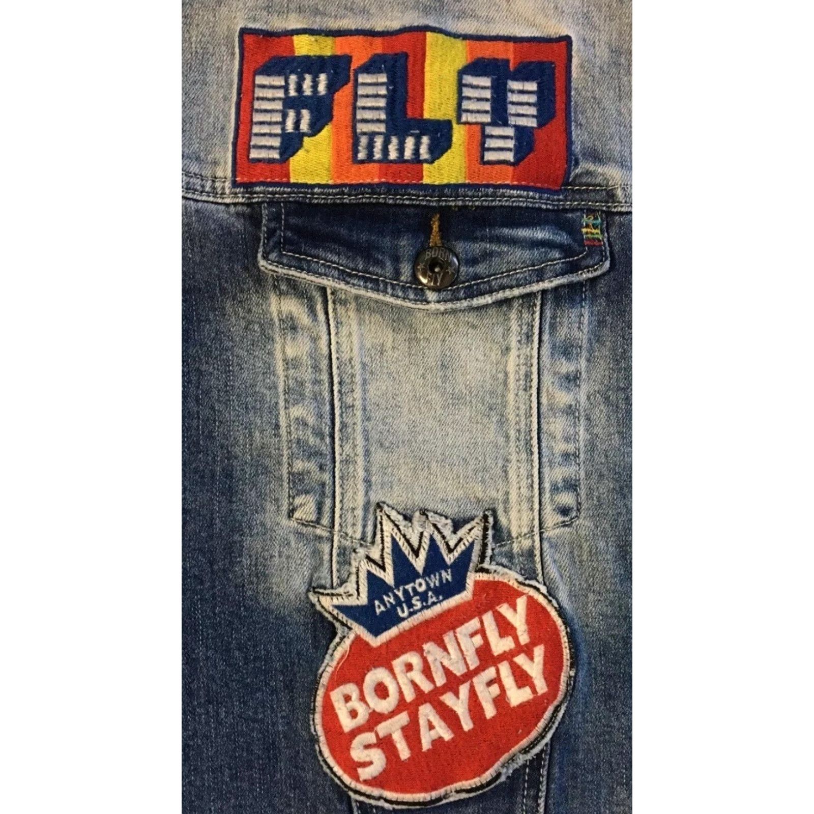 Born VINTAGE Born Fly Faded Distress Candy Denim Vest 6XL Hip Hop NYC Grunge 80s 90s Motorcycle Trucker Streetwear USA Men Blue Vest Size US XXL / EU 58 / 5 - 3 Thumbnail