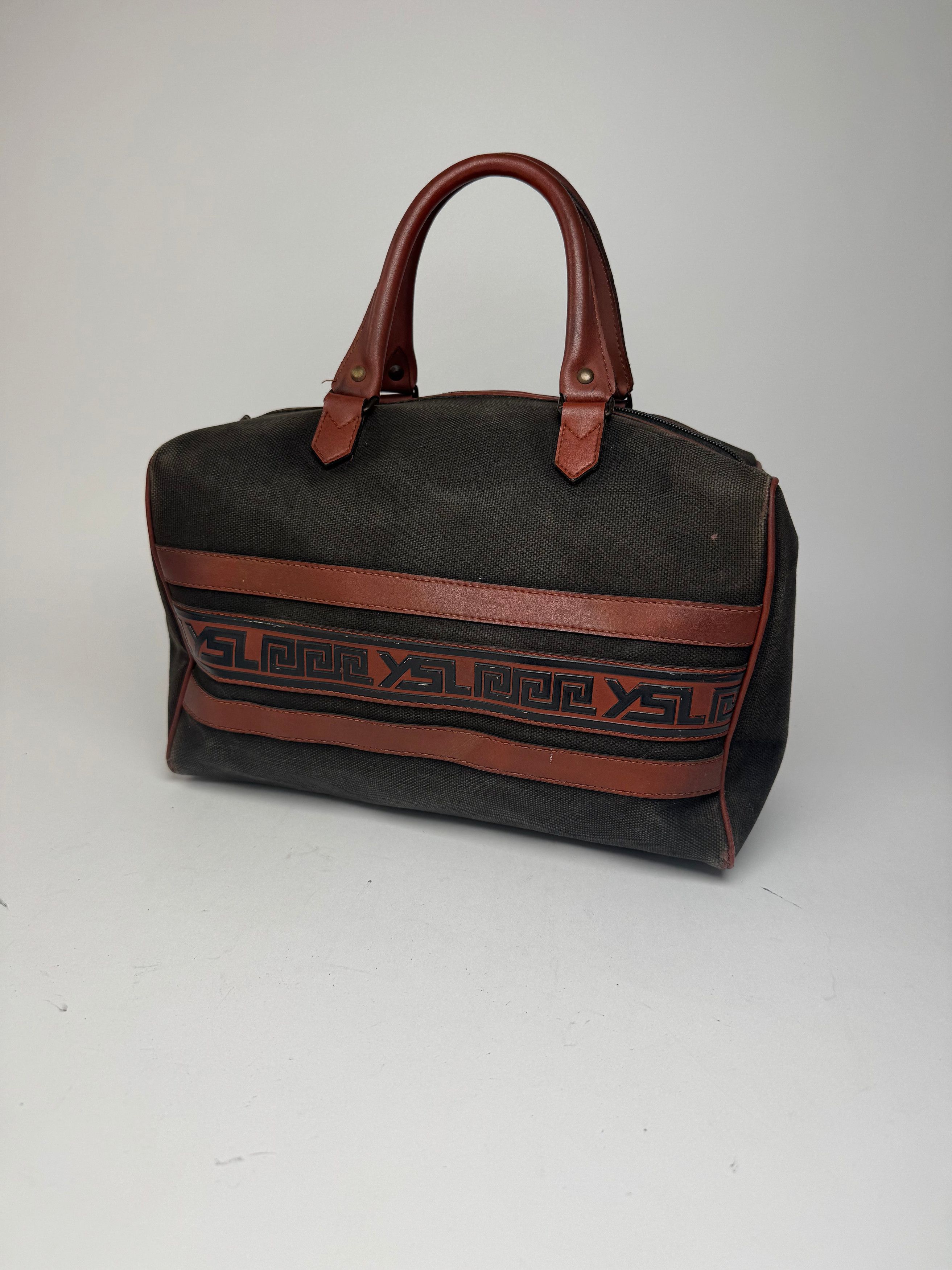 Other Vintage Yves Saint Laurent Mini Boston Leather Canvas bag bl Size ONE SIZE - 1 Thumbnail