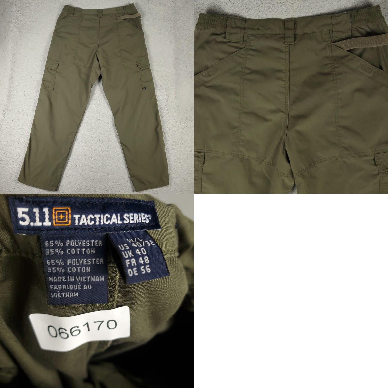 Vintage 5.11 Tactical Pants Mens 40x32 Green Cargo Trousers Outdoor Canvas Cotton Polyester Regular Straight Cargo Pocket Mens Size US 40 / EU 56 - 8 Thumbnail
