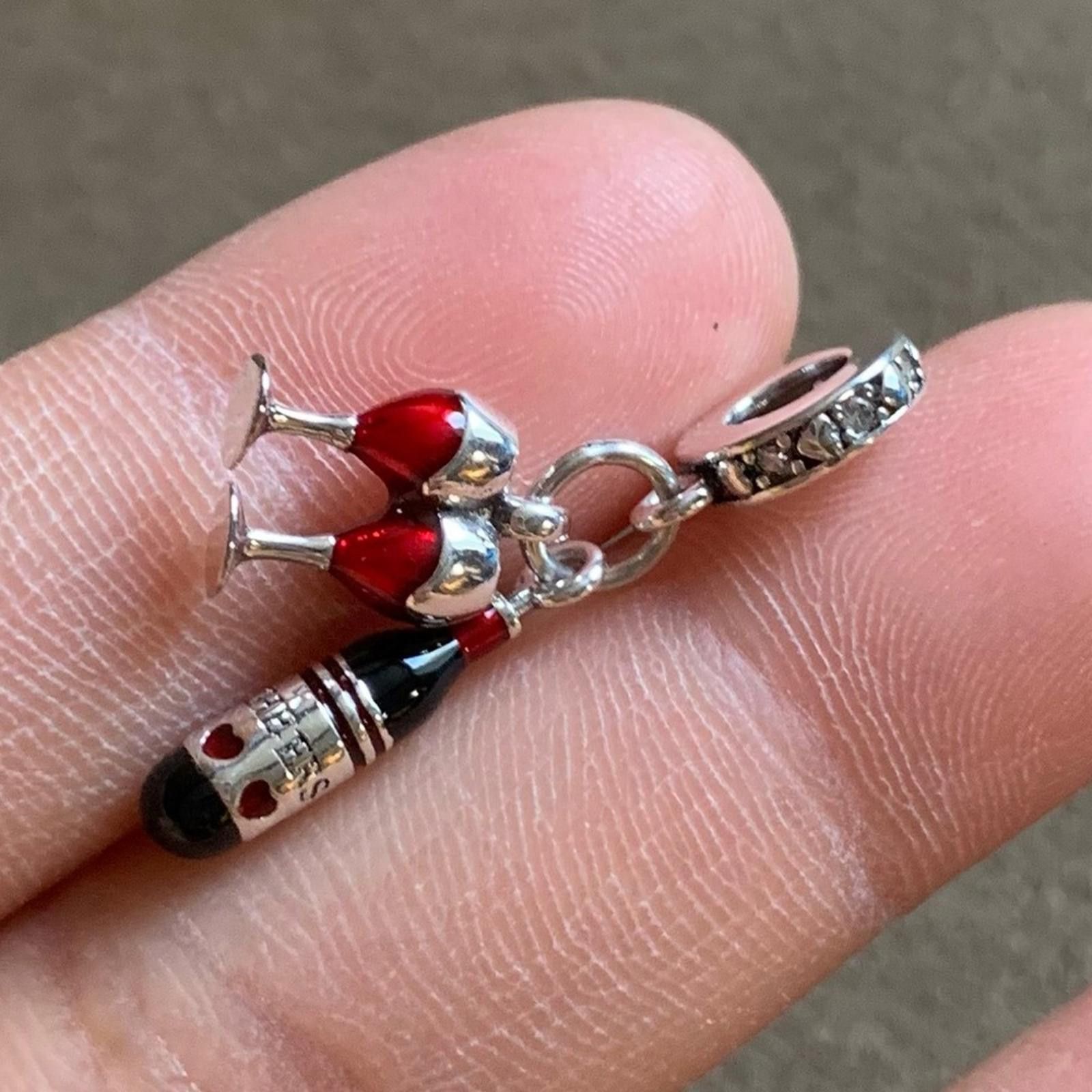 Other NWOT Red Wine & Glasses Dangle Charm Sterling Silver 925 Size ONE SIZE - 6 Thumbnail