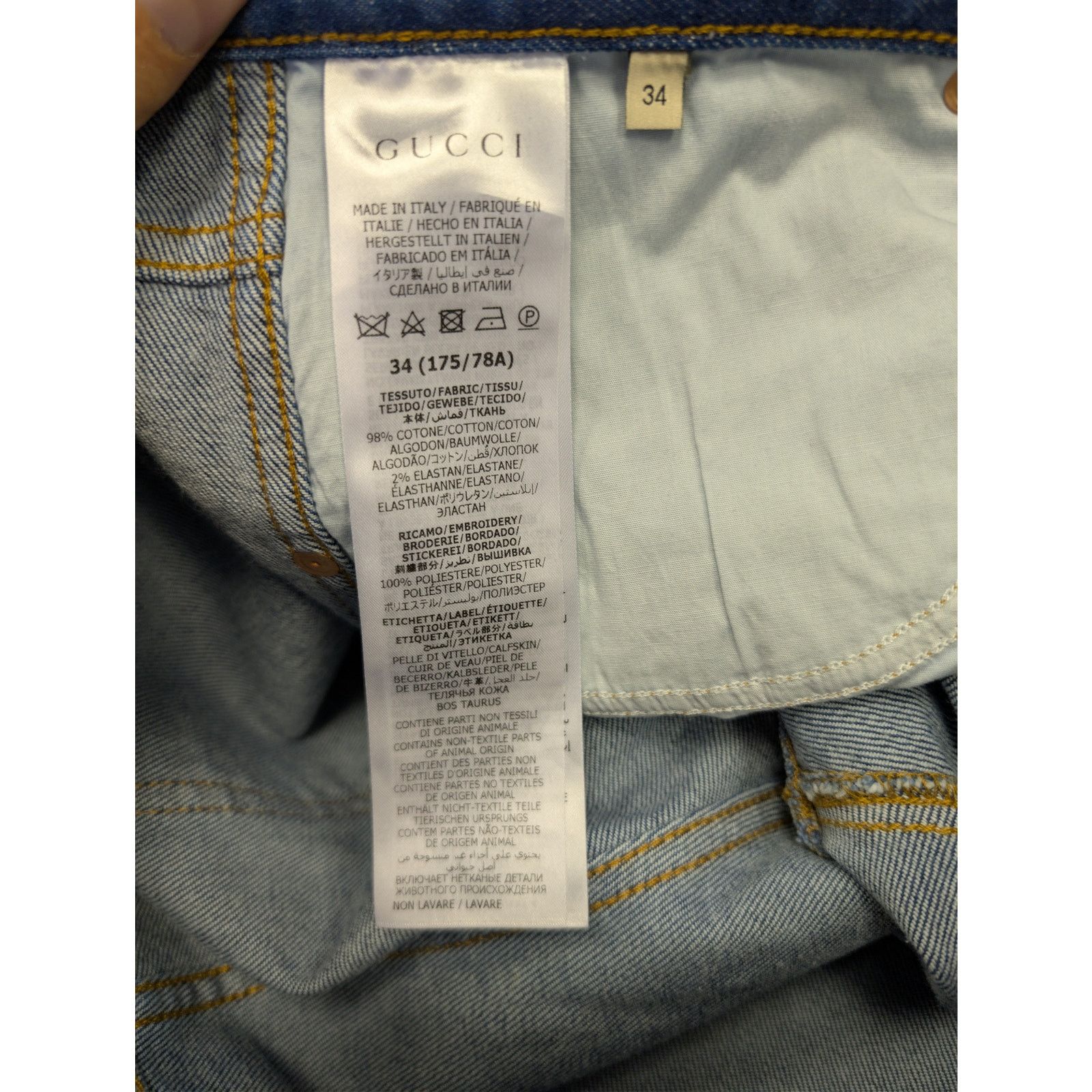 Gucci o1rshd1 Tapered Pant 5 Pocket Washed Stretch Denim Jean Size US 34 / EU 50 - 15 Thumbnail