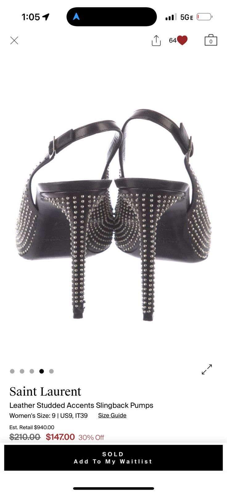 Saint Laurent Paris Saint laurent studded heels Size US 8 / IT 38 - 5 Thumbnail
