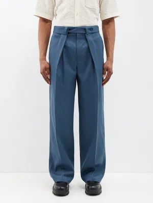 o1y1124 Pleated Wool Trouser in Blue