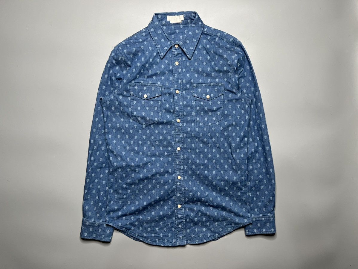 Alexander McQueen Alexander Mcqueen Snap Button down Skull Mono Denim Shirt Size US S / EU 44-46 / 1 - 1 Thumbnail