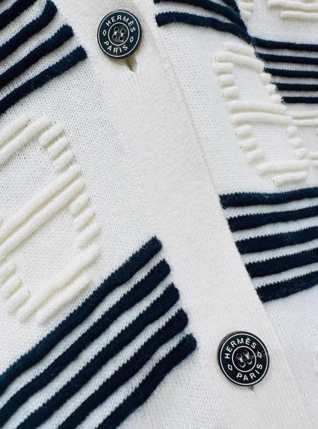 Hermes Hermes Long Knit Cardigan White Black Stripe. Size US S / EU 44-46 / 1 - 3 Thumbnail