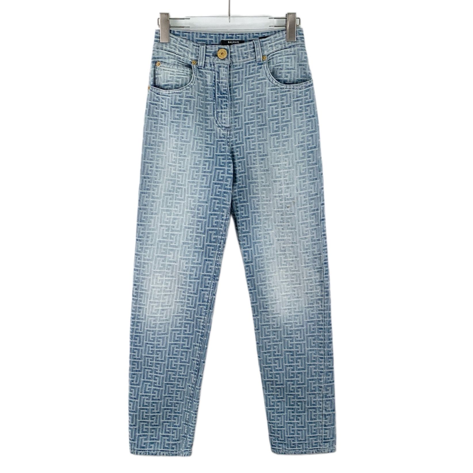 Balmain Balmain Logo Print Denim Pants Blue (34) Size 25" / US 0 / IT 36 - 1 Thumbnail