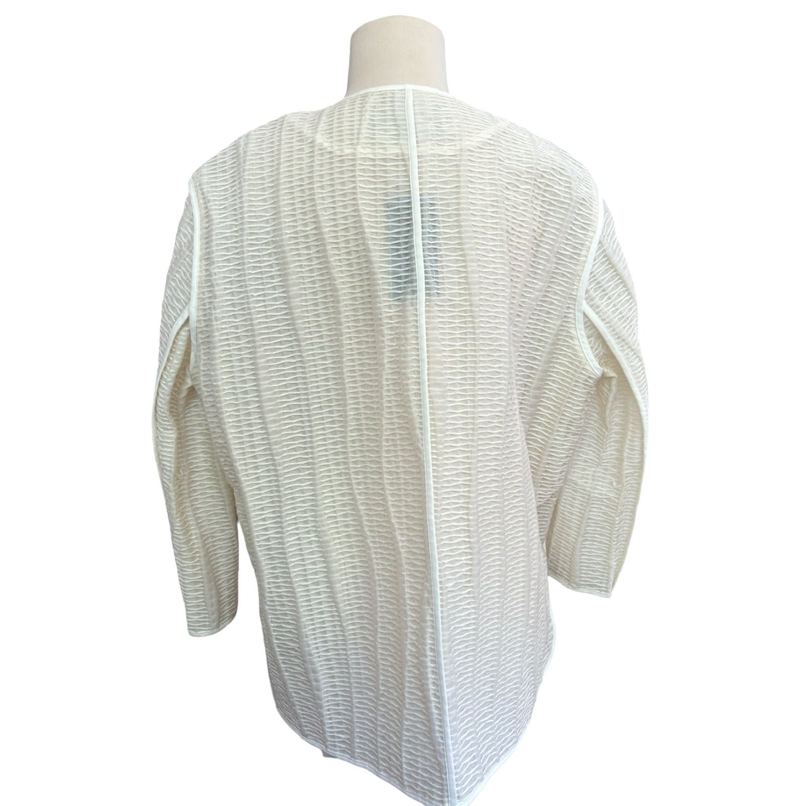 Vintage Lafayette 148 New York Cream Open Lagenlook Jacket Women's Open Front Cardigan Long Sleeve Ivory L x Large Size L / US 10 / IT 46 - 5 Thumbnail