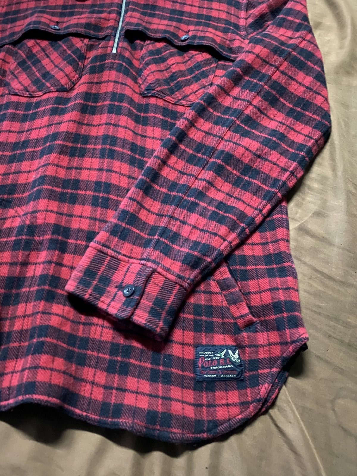 Polo Ralph Lauren ❗️OFFER❗️Polo Ralph Lauren Half Zipper Flannel Hoodie Size US L / EU 52-54 / 3 - 4 Thumbnail