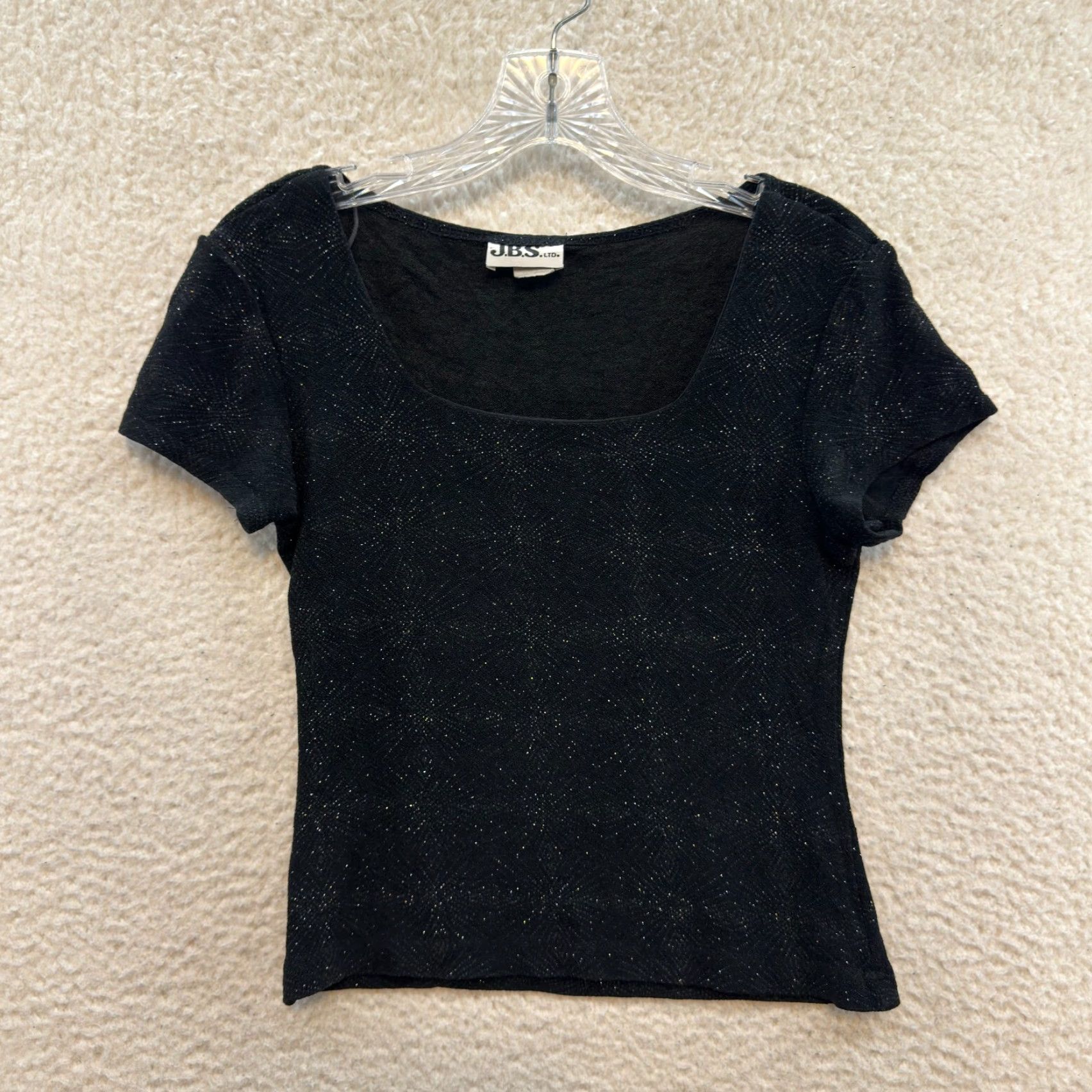 Vintage Vintage 90s J.B.S. S Small Black Sparkle Glitter Stretch Shirt User: Vintage 90s J.B.S. S Small Black Sparkle Glitter Stretch Shirt Size S / US 4 / IT 40 - 2 Thumbnail