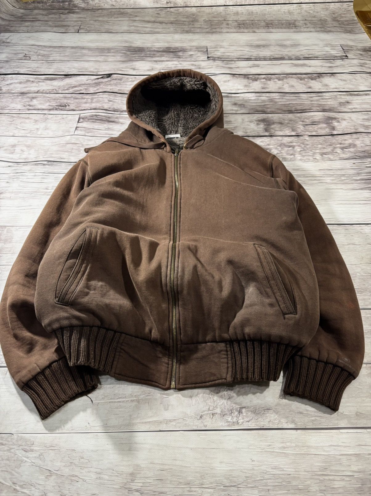 Carhartt × Hysteric Glamour × Vintage VINTAGE Y2K CARHARTT STYLE WASHED BROWN TRAVIS FUR HOODIE Size US L / EU 52-54 / 3 - 4 Thumbnail