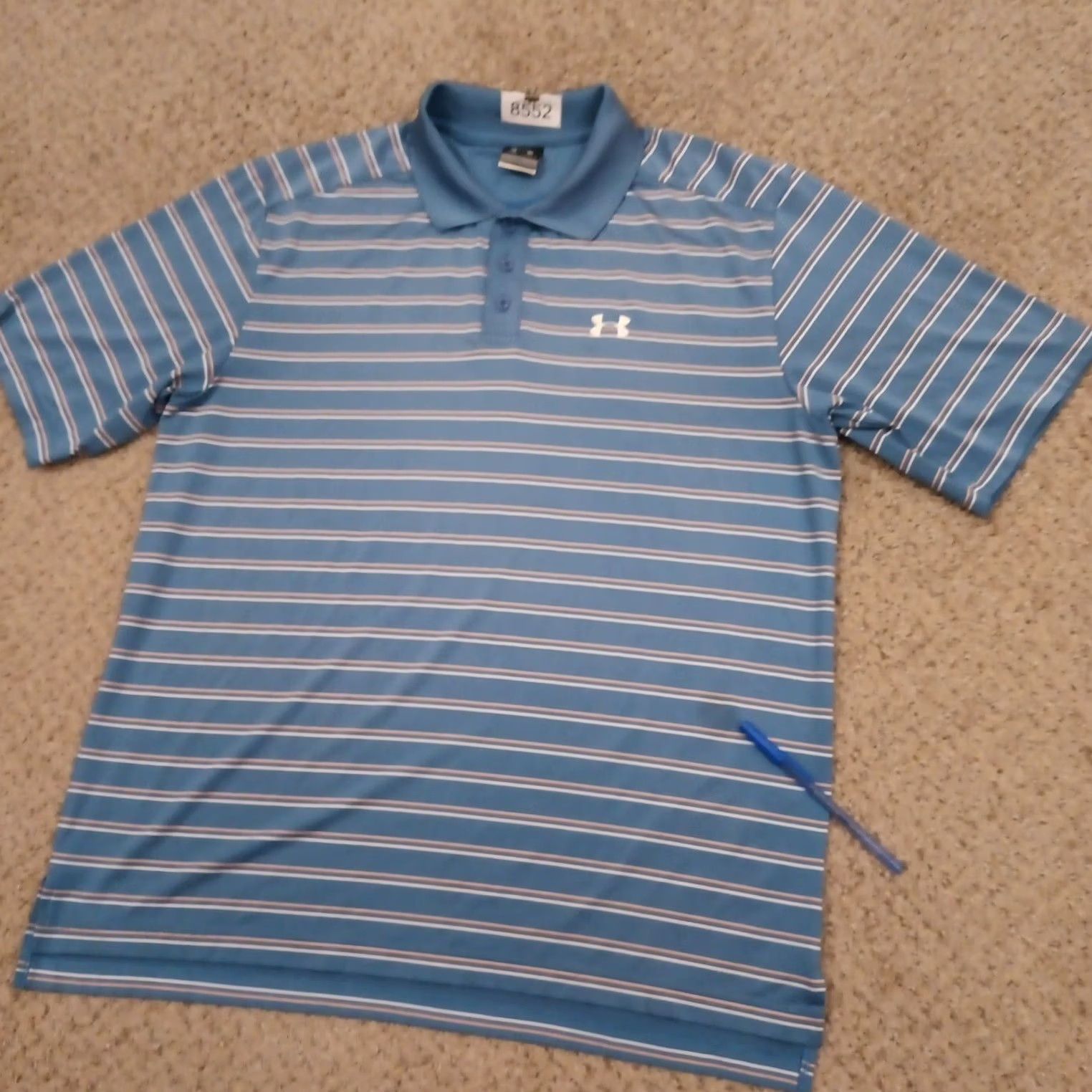 Under Armour Under Armour Polo Shirt Mens L Blue Orange Striped Short Sleeve Polo Men Blue Orange Striped Short Sleeve Size US L / EU 52-54 / 3 - 2 Thumbnail