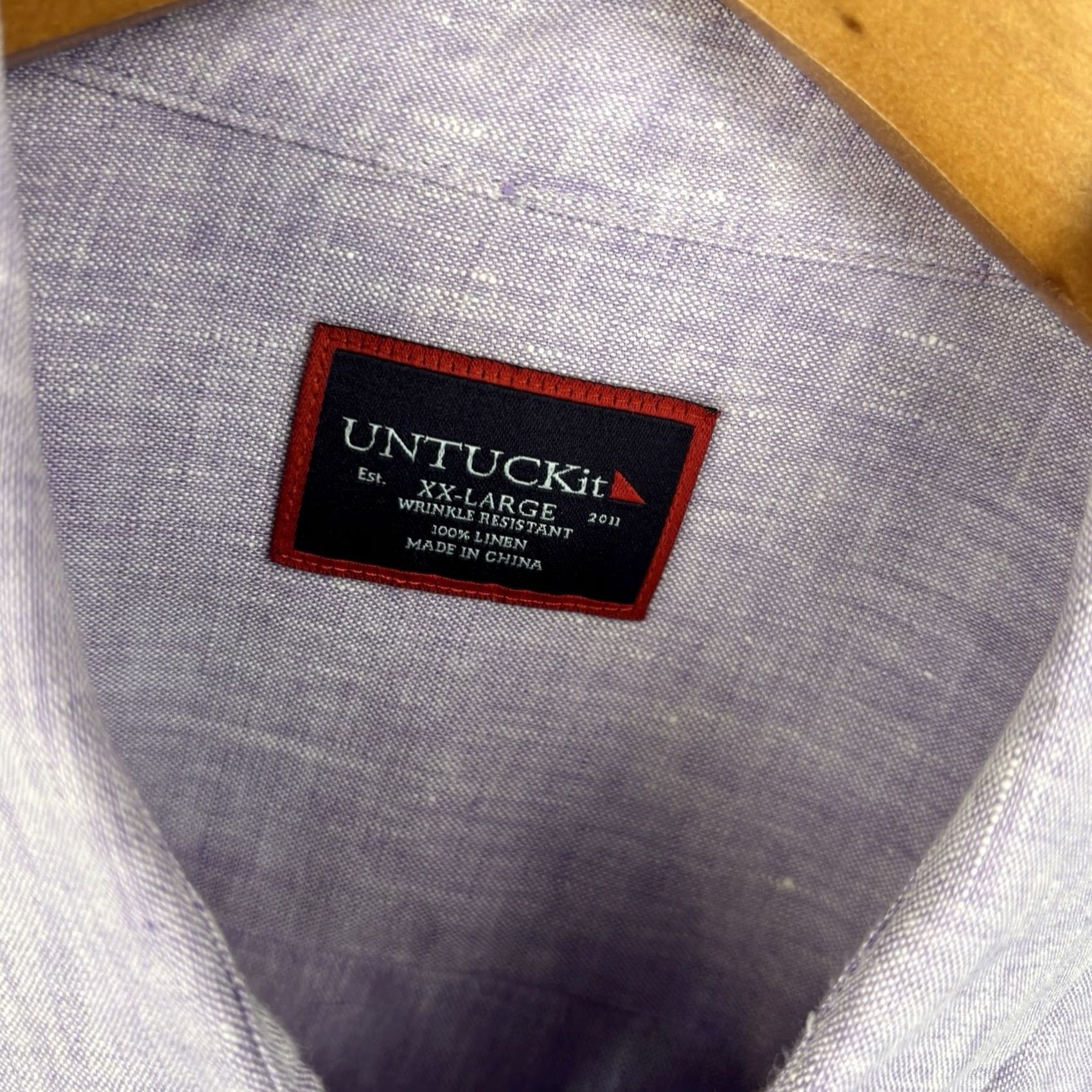 UNTUCKit UNTUCKit Linen Shirt Mens 2XL Light Purple Long Sleeve Wrinkle Resistant Beach Size US XXL / EU 58 / 5 - 3 Thumbnail