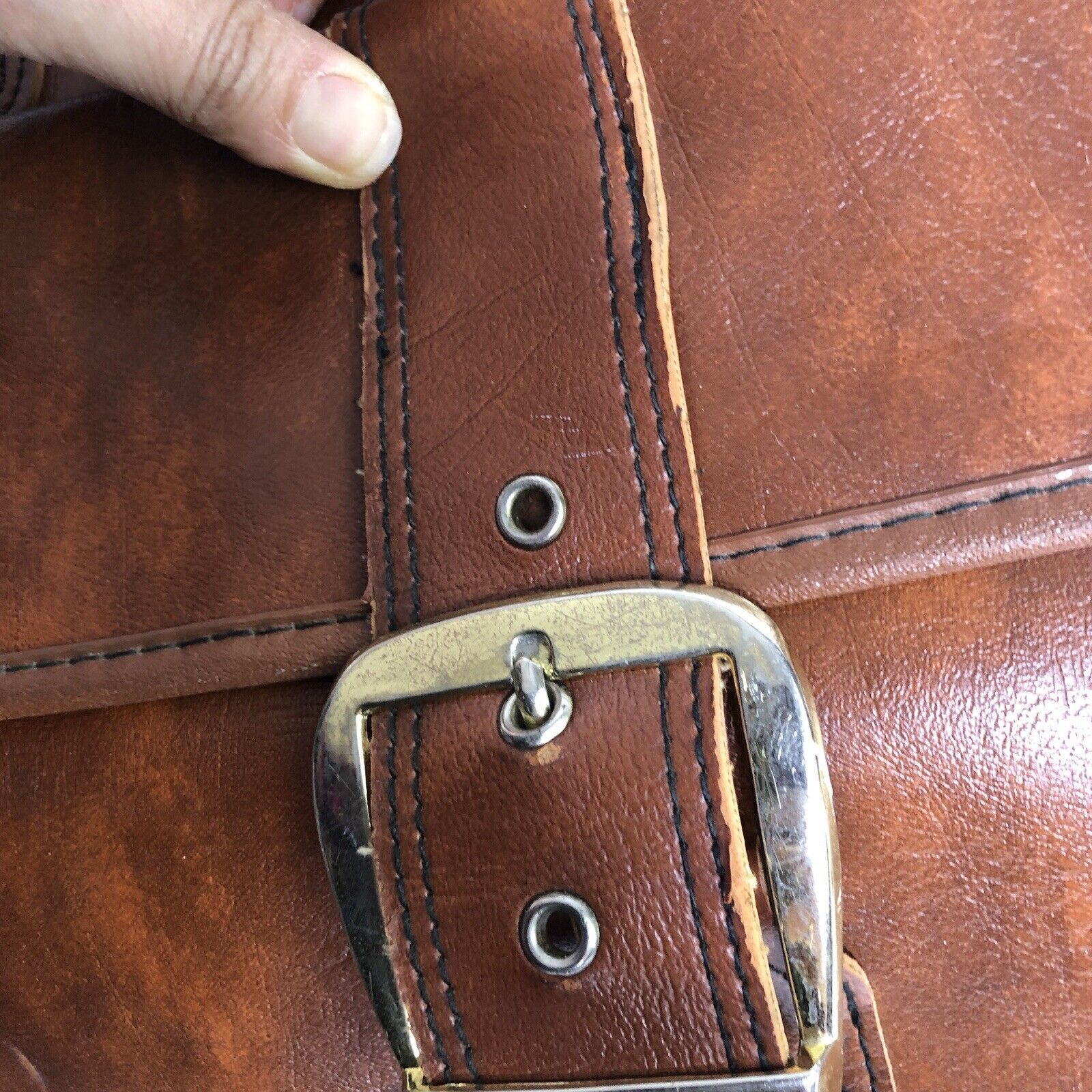 Sears Vtg Sears Briefcase Carry-on Brown Bag FauxLeather 21”x12.5” Size ONE SIZE - 9 Thumbnail